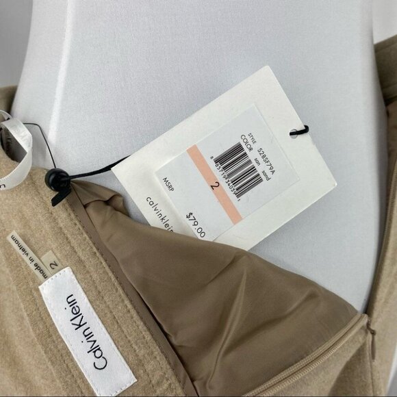 Calvin Klein Women's NWT Tan Minimalist Business Career Pencil Skirt 2/W28 - Picture 8 of 9